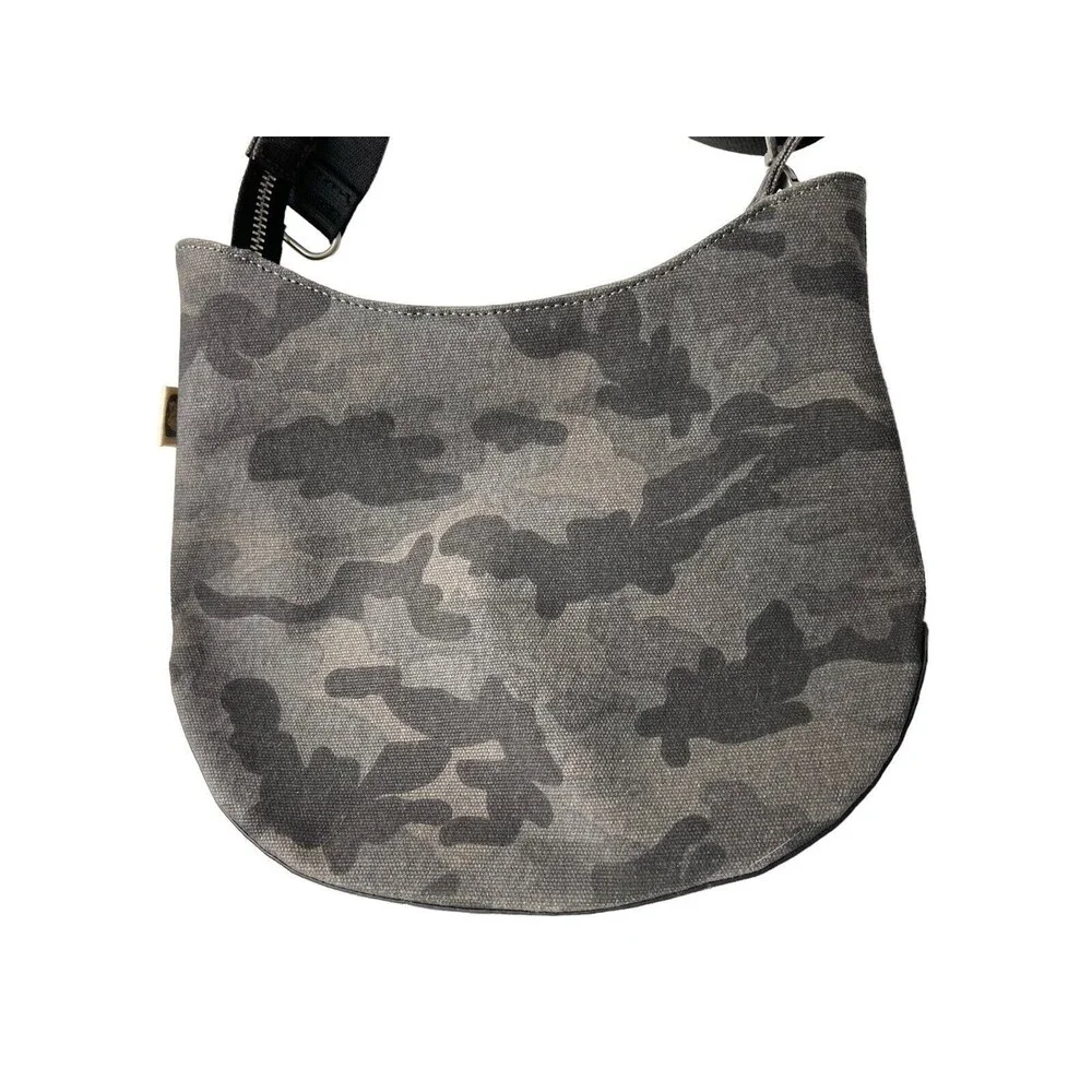 Quilted Koala Kanvas Mini‎ City Bag Gray Camo Canvas Crossbody Bag Guitar Strap